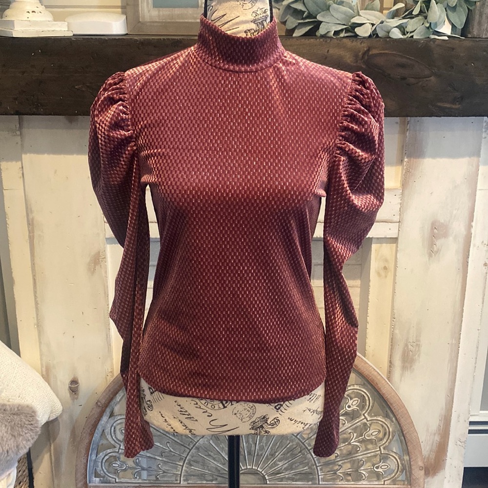 SHEIN mock neck velvet like shirt